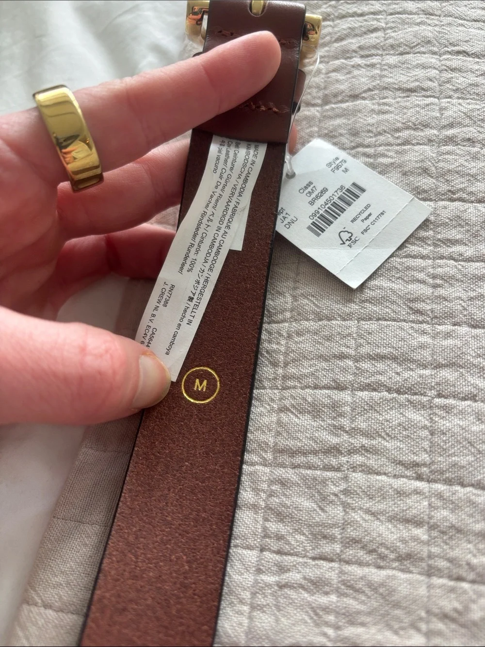 NWT J. Crew Classic Belt in Italian Leather in Nutmeg Size M - Picture 6 of 6